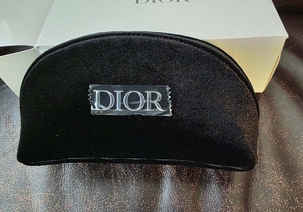 New Christian Dior Trousse Pouch Black Velvet Makeup Cosmetic Case